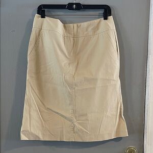 Theory Curland Classic Khaki Cotton Midi Skirt Size 8